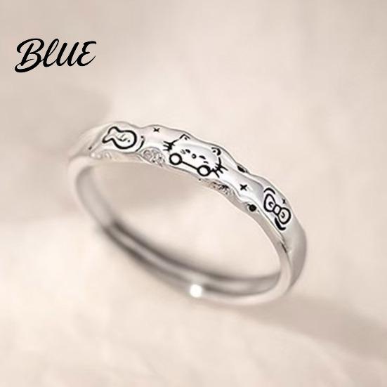 Fish Dog Bone Ring Couple Cartoon Cat Graffiti Design Matte
