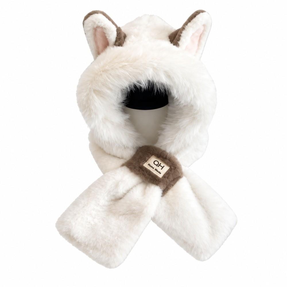 Thickened Plush Fox Ears Hat Warm Pullover Cap New Winter Hat Scarf Set Cold Weather