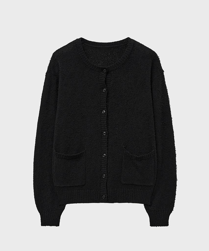 Noirer Boucle 80S Oversized Cardigan (Black)
