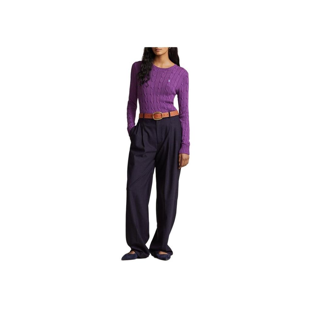 Polo Ralph Lauren SS24 Solid Color Cable Knit Slim Fit Long Sleeve Sweater Women Sweater Purple WMPOSWENC020897-500