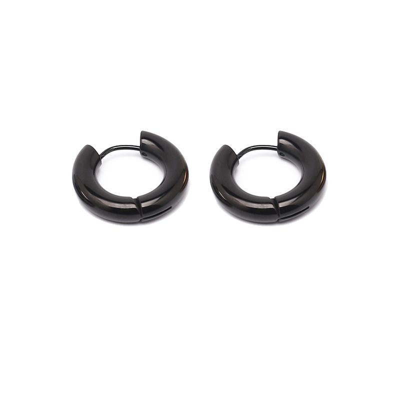 Glossy Stainless Steel Hoop Earrings For Women Men Hip Hop Steapunk Round Oval Heart Black Gold Silver Color Huggie Jewelry Gift