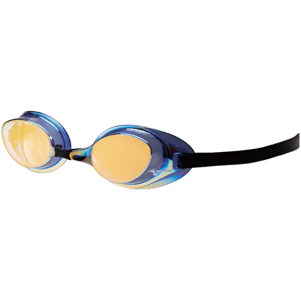 Mizuno ACCEL EYE Swimming Goggles for Competitive Size Blue with Orange Mirror (Non-Cushion) Swimming, Unisex, N3JEB851, 12 (Black), Tv 46%