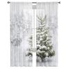 Christmas Tree Print Curtain Bedroom Living Room Cafe Xmas Snowflake Winter Semi Drape Voile Window Treatment Sheer For Sitting Made Of Polyester