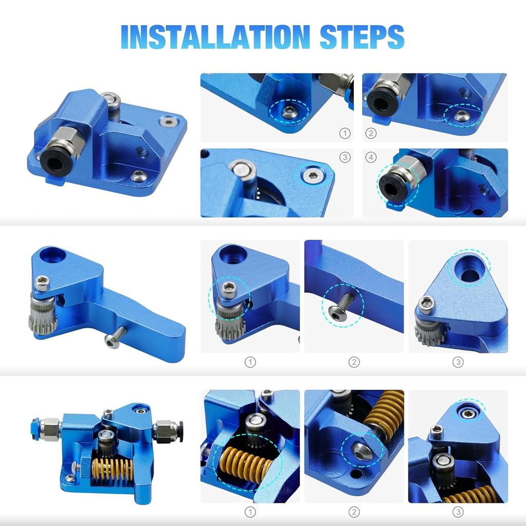 3D Printer Extruder for Ender 3 Dual Gear Filament Bowden Extruder, Aluminum Drive Feeder Upgrade Kit,Compatible with Creality Cr-10s Cr10s Pro