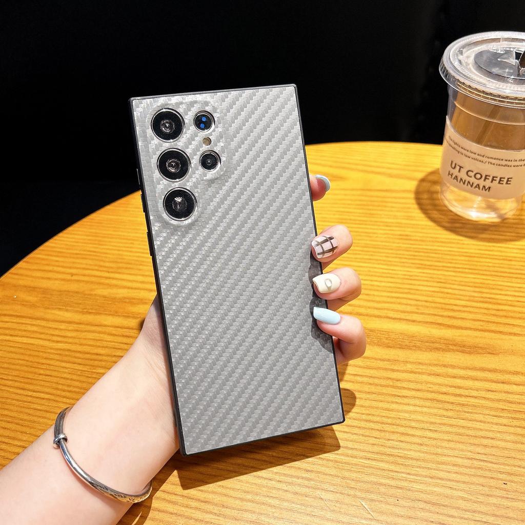 Carbon Fiber Texture Phone Cover For iPhone 15 14 Pro Max 13 12 Pro 11 Samsung S24 S23 Ultra S22 Glossy Shockproof Soft TPU Case