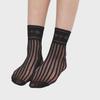 "Women's Ultra-Thin Jacquard Fishnet Stockings with Stripes & Floral Patterns"