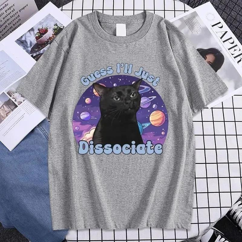 Black Cat Funny Meme Graphic Tshirt Summer Women's Vintage Short sleeved Tshirt Fashion Beauty Clothing T-shirt Street Clothing