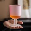 Cherry Blossom Powder Mug Frosted High Footed Crystal Cup Afternoon Black Tea Tall Glass Cup Household Items Drinking Tea Cups
