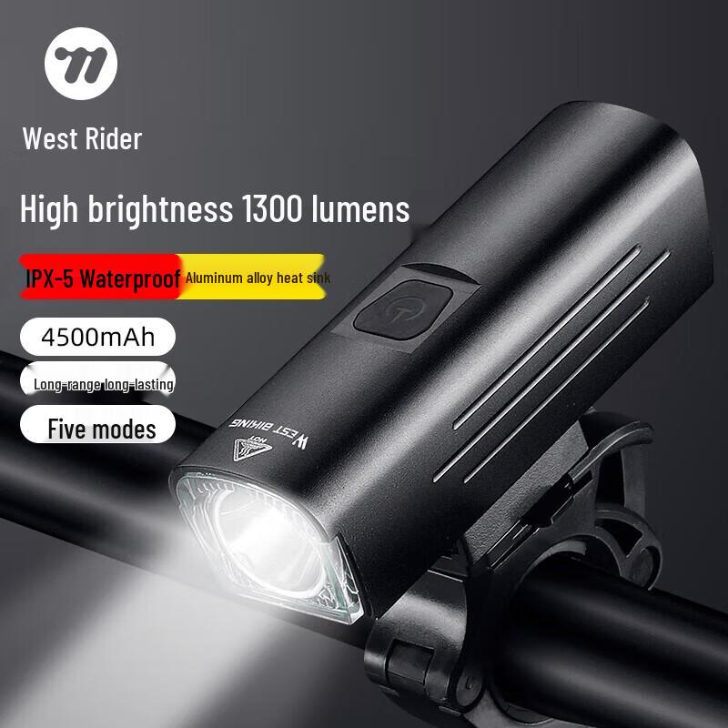 WestBiking 1300 Lumen Waterproof USB Rechargeable Bicycle Headlight