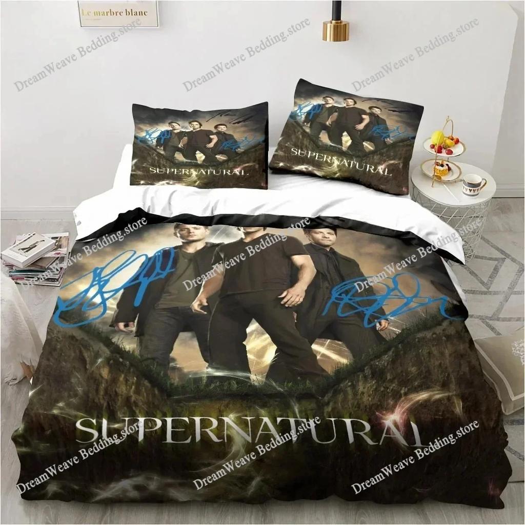 Supernatural Logo Bedding Set Duvet Cover Bed Set Quilt Cover Pillowcase Comforter King Queen Size Boys Adult Bedding Set963