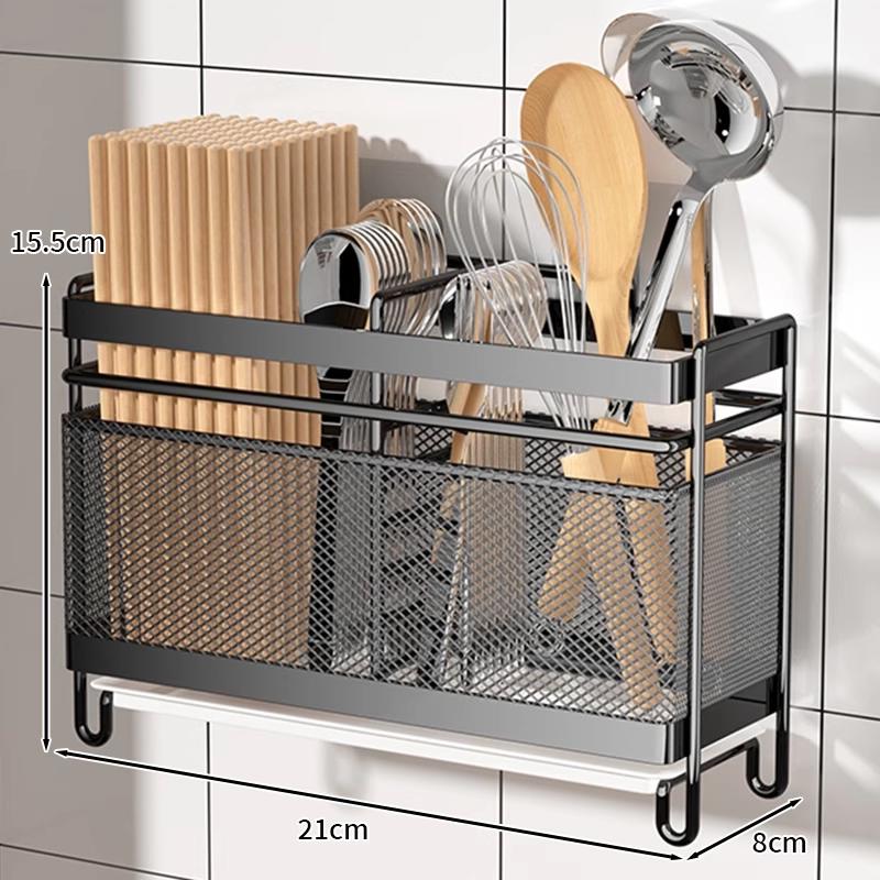 Stainless Steel Wall-Mounted Chopstick and Spoon Holder