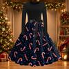 Women's Vintage Christmas Print Round Neck Casual Dress