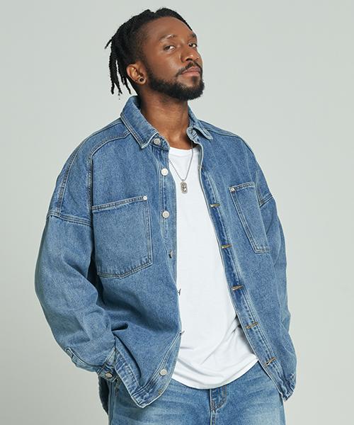 Tener Pocket Denim Jacket Medium Blue