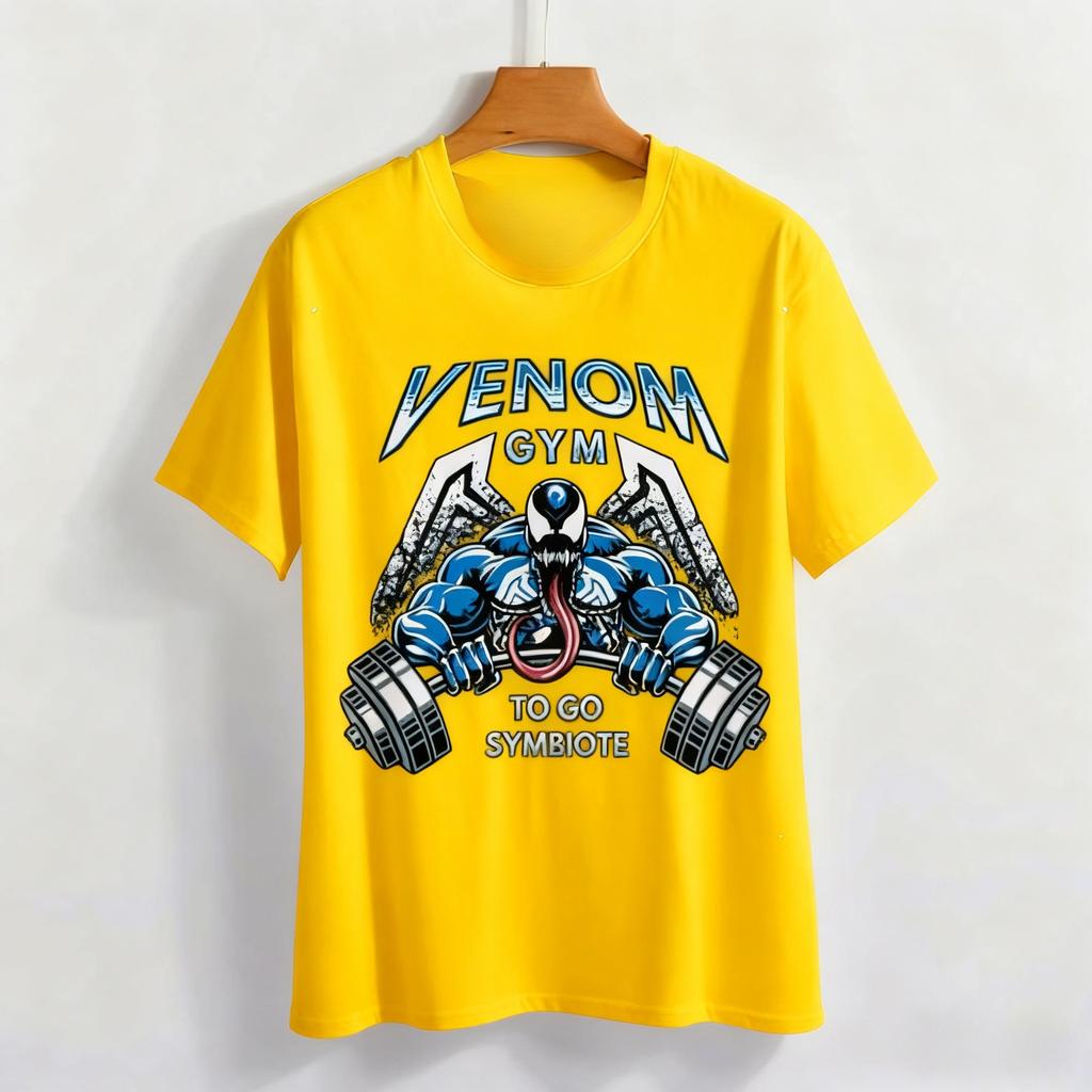 Genuine 2026 New Venom Sport Fitness Print High Quality Fashion Plus Size Men's Short Sleeve Loose Sport T-Shirt