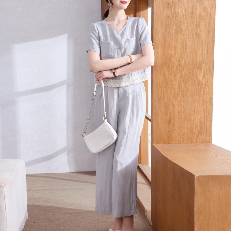 Женский элегантный джинсовый комплект: топ с коротким рукавом и брюки XUEXI 2XL