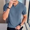 Herren T-Shirt V-Ausschnitt Kurzarm T-Shirt Einfarbig Slim Fit Weich Atmungsaktiv Sommer Casual Tops Alltagskleidung
