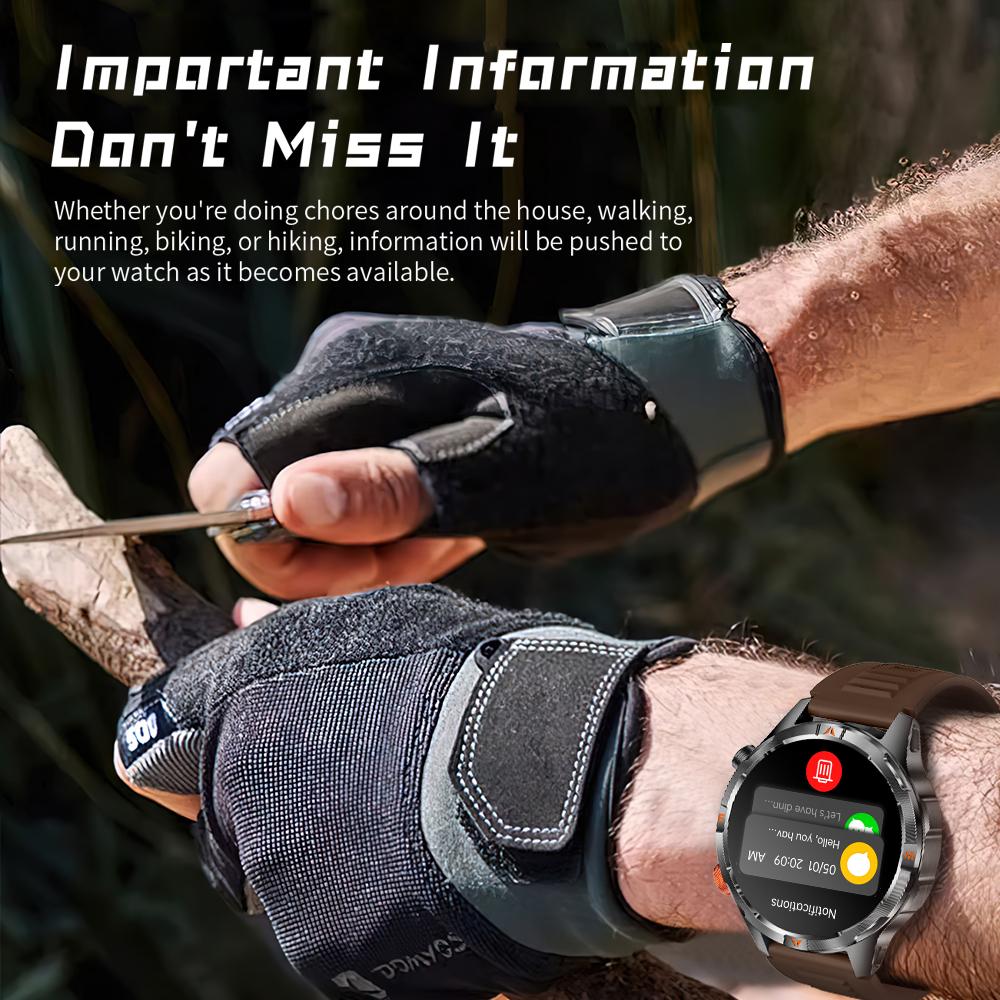 SACOSDING Men Smart Watch Compass LED Flashlight BT Call Heart Rate Sleep Health Monitoring Outdoor Sports Fitness Smartwatch