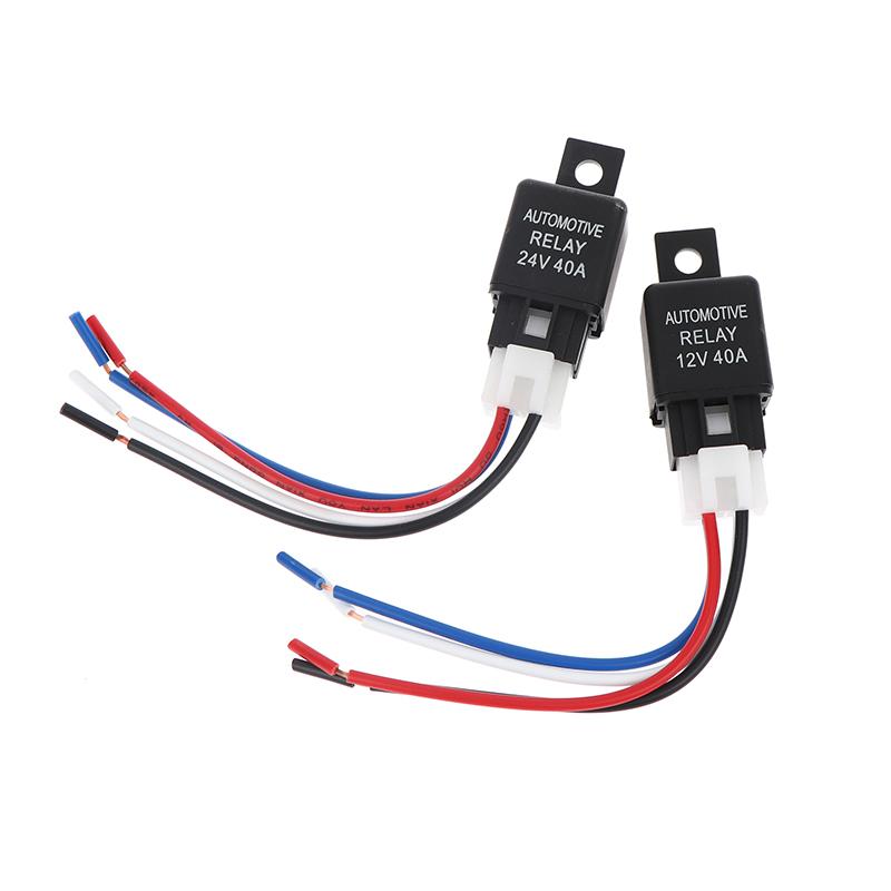 *Black 12V/24V 40A Car Automotive Relay 4 Pin SPST Contact Type For Strobe Lights Fog Lights Car Alarms And More