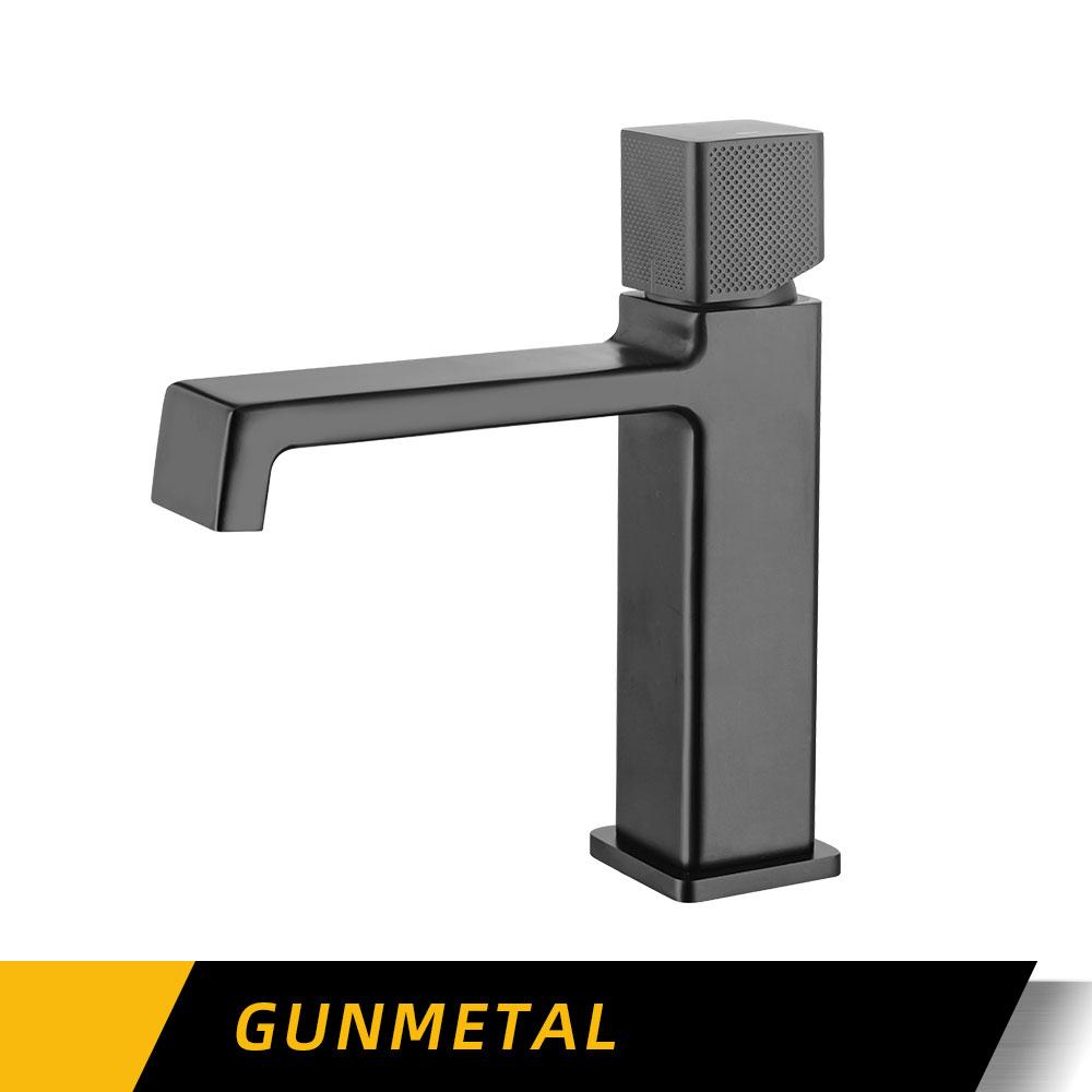 Gunmetal Bathroom Faucet Hot And Cold Sink Tap Basin Faucet Deck Mounted Wash Bath System