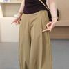 Women's High-Waisted Khaki Wide-Leg Pants with Side Pleats - Slimming, Trendy Fashion for Spring & Autumn 2025