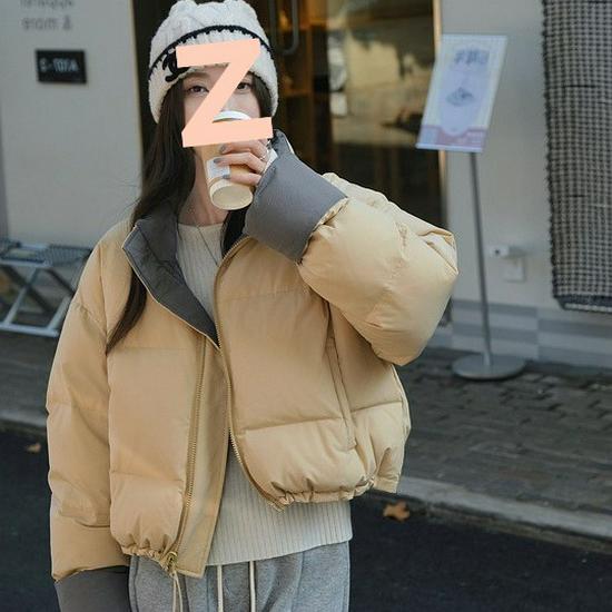 

2025 Маленькая куртка пуховик в корейском стиле: Женское короткое, модное, универсальное, толстое зимнее пальто S (Recommended 90-120 jin) кремовый/жёлтый