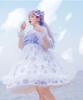 Milky Time Women's Sweet Lolita Dress, Natural Organza Shell Cosplay Costume, Medium (Blue)