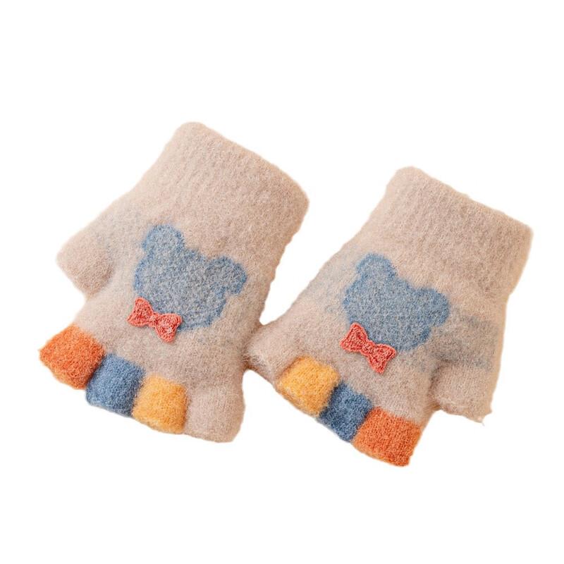 Kids  Plush Half-Finger Knit Gloves