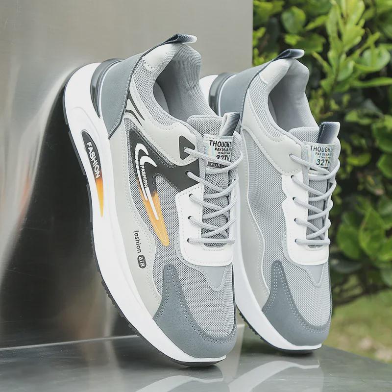 Atmungsaktive weiße Mesh-Sportschuhe mit dicken Sohlen