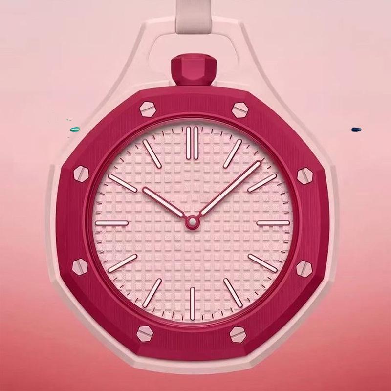 Unisex Octagonal Silicone Pendant Necklace Quartz Pocket Watch for Children
