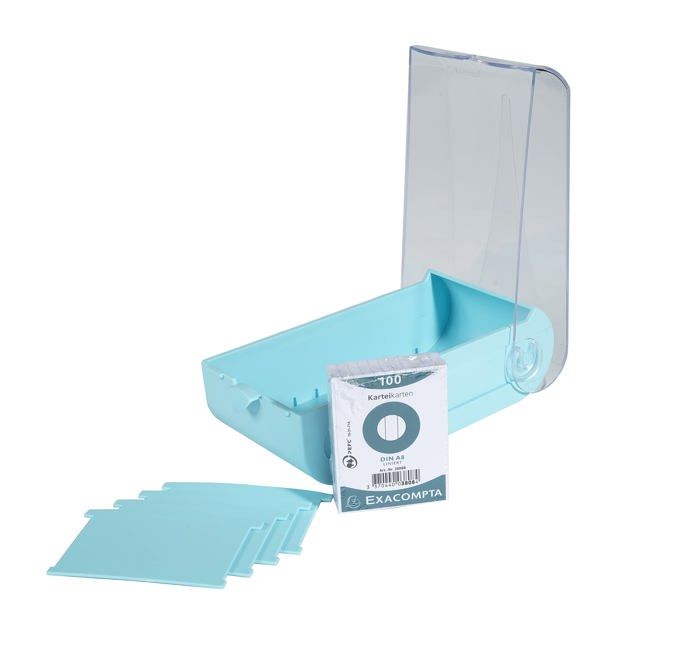 Housse de rangement - exacompta - a8 - 100 cartes lignées - 5 intercalaires - vert pastel/cristal