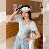 Design Lace Splicing Fake Two-piece Unique Short-sleeved T-shirt Women's Summer Beauty Slim-fitting Clavicle Top