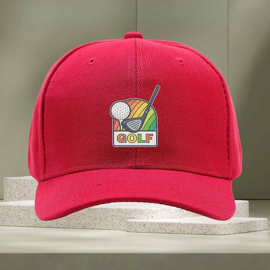 Colorful Rainbow Golf Graphic Baseball Cap Adjustable PolyCotton Casual Sport Hat for Adults