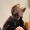 Breathable Women Fisherman Hat Solid Color Artist Painter Caps Suede Octagonal Cap  Autumn Winter