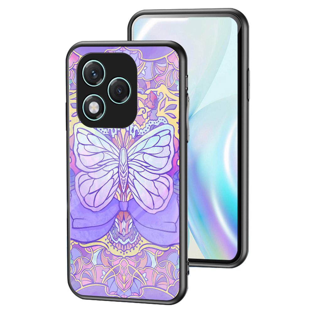 

For Honor 400 Lite 5G Case Butterfly Pattern TPU+Tempered Glass Protective Phone Cover Phantom Butterfly
