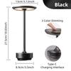 1pc Portable LED Table Lamp 3 Color Touch Control 3 Level Brightness USB Rechargeable Metal Texture Office Atmosphere Light