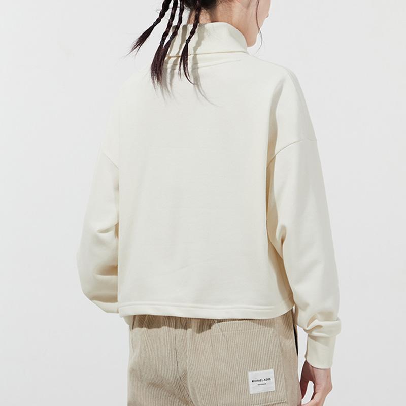 Puma Classics Logo Embroidered Vintage High Neck Pullover Sweatshirt Women Tops Ivory 534145-73