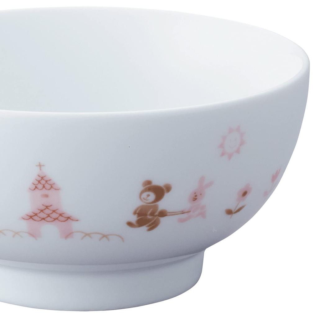 Noritake Rice Light Microwave and Dishwasher Fine Porcelain 230cc Bowl, 230cc, Step, Children's Dishware, Safe, Pink, (Reinforced Porcelain),