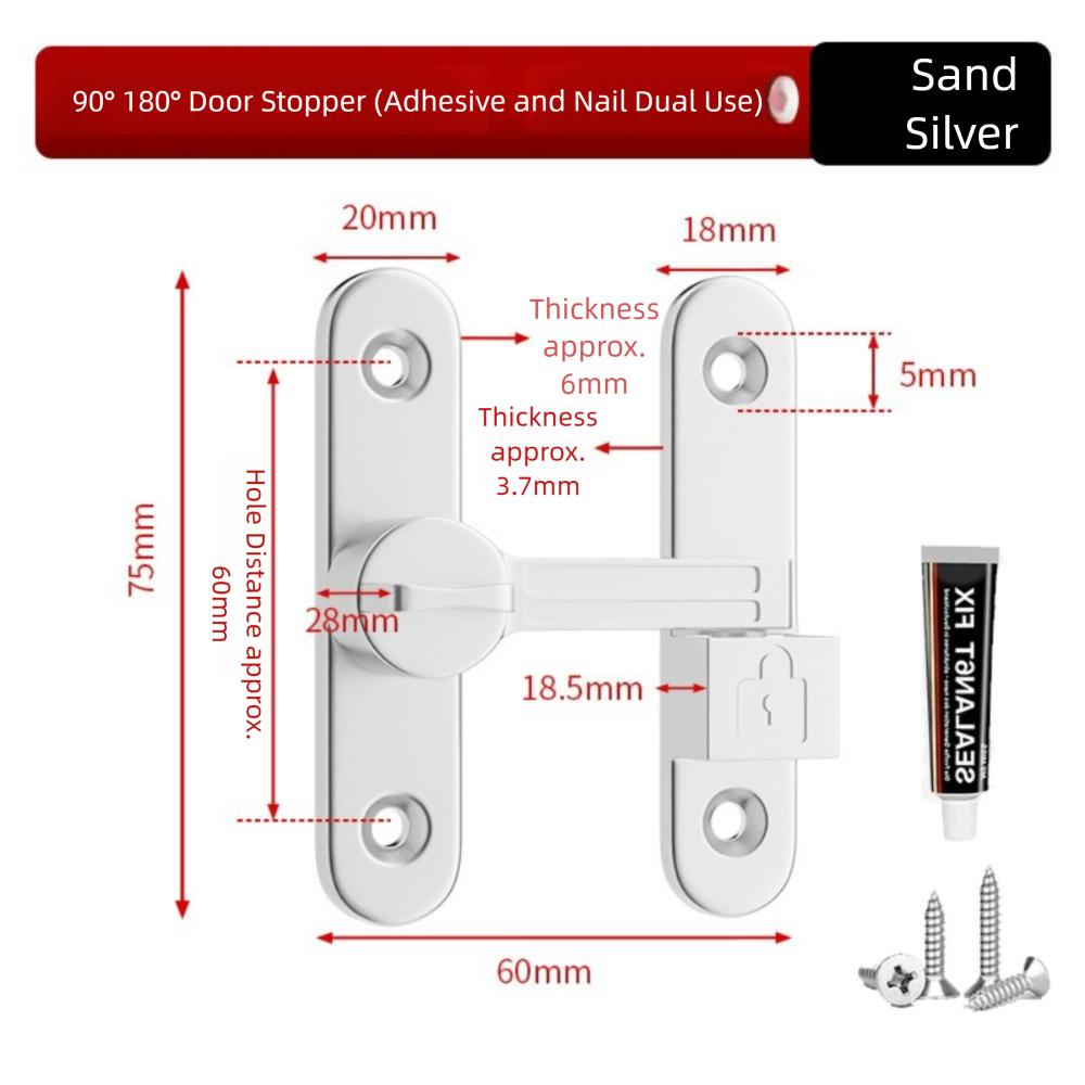 

Светящийся дверной замок из цинкового сплава 90/180 градусов, дверная защелка для защиты конфиденциальности, без сверления, противовзломная, аппаратное обеспечение для раздвижной двери серебряный