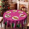 Christmas Rose Red Dining Table Cloth Waterproof Snowflake Christmas Tree Print, Round Coffee Table Cloth, Warm Winter Dining Table Decorative Cloth