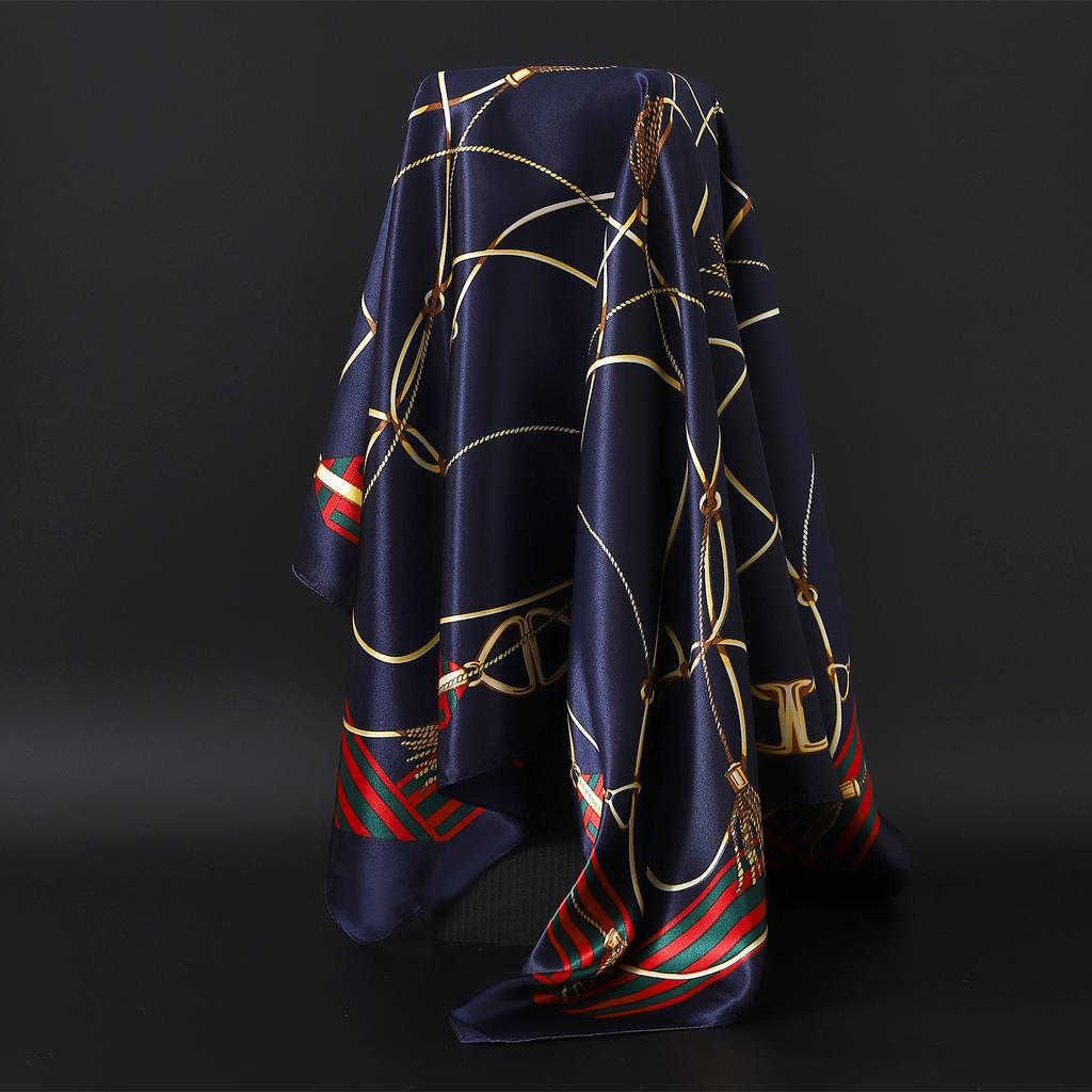 Europe America Kerchief Four Seasons Popular Silk Scarves Luxury Style Sunscreen Square Shawls New Fashion 90X90CM Headcloth