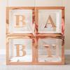 Baby Boxes with Letters for Baby Shower Wedding Birthday Party Decoration 4pcs/set Clear Box Set for Kid Boys Girls Gift