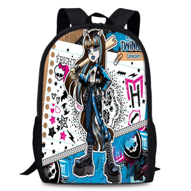 Monster High Unisex 15in Backpack Ergonomic Support Oxford Fabric Schoolbag