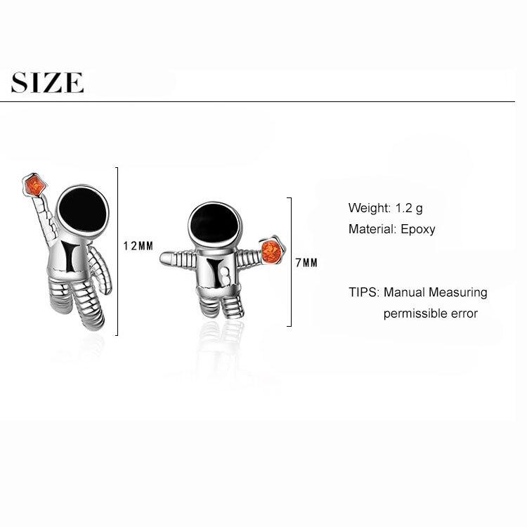 925 Sterling Silver Sky Space Astronauts Small Asymmetric Stud Earrings With Crystal For Women Girl S -E919