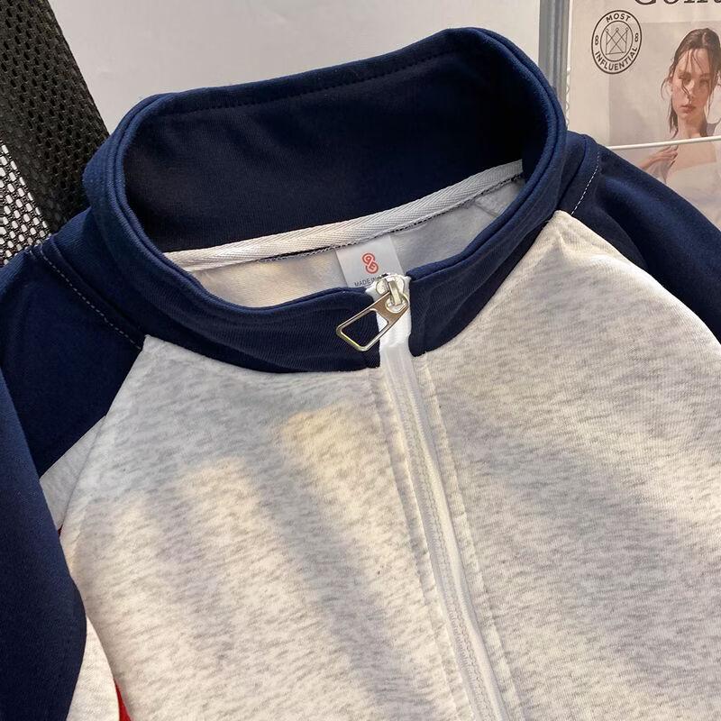 Damen-Sweatshirt mit drei Streifen, Stehkragen und Reißverschluss