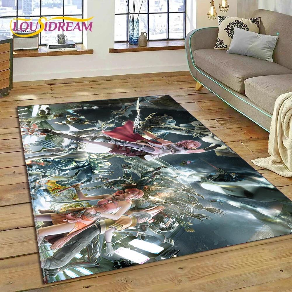 Final Fantasy Serie Spiele Cartoon Teppich für Wohnzimmer Schlafzimmer Heimdekoration, Bodentuch Rutschfest Dekoration für Sofa Fußmatte