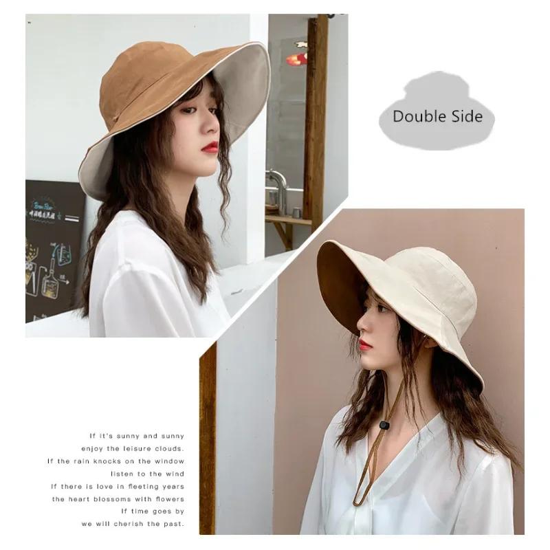 Pălării găleată față-verso Femei Vară Mărime mare Pălărie bazin de exterior Mică proaspătă Pălărie de soare Pălărie cu protecție solară Șepci cu protecție solară