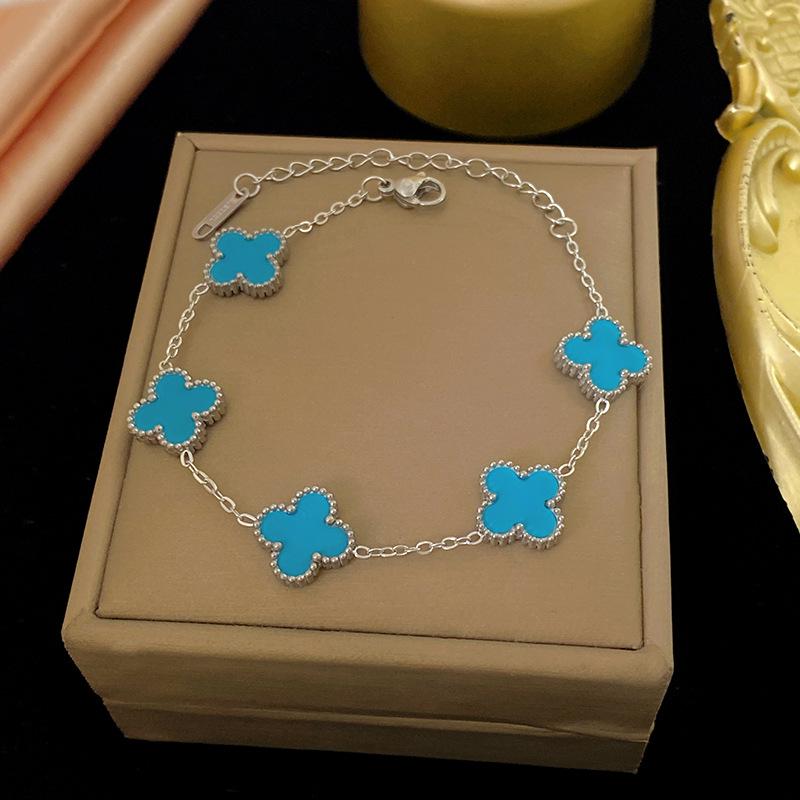 Lucky Four-Leaf Clover Bracelet - Colorful, Light Luxury, High-End Feel, Pairs with Necklace & Earrings