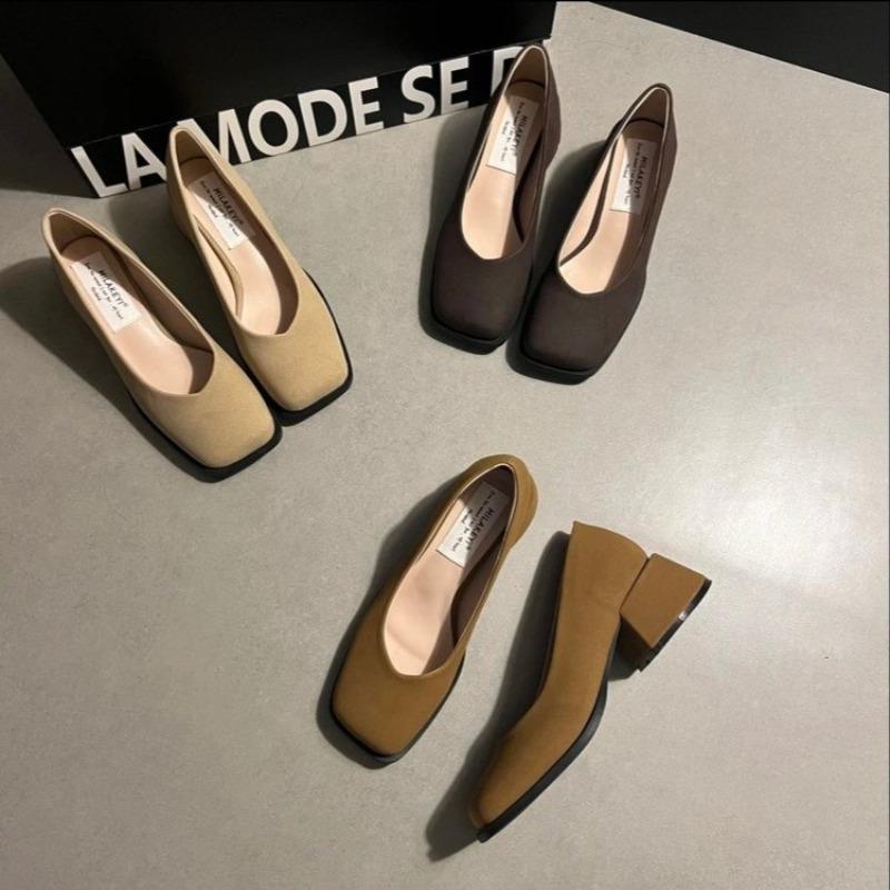 Fashion Hot Selling 2025 Spring Summer New Style Korean Versatile Mary Jane Single Shoes Large Heel Vintage Shoes Flat Bottom Bean Shoes