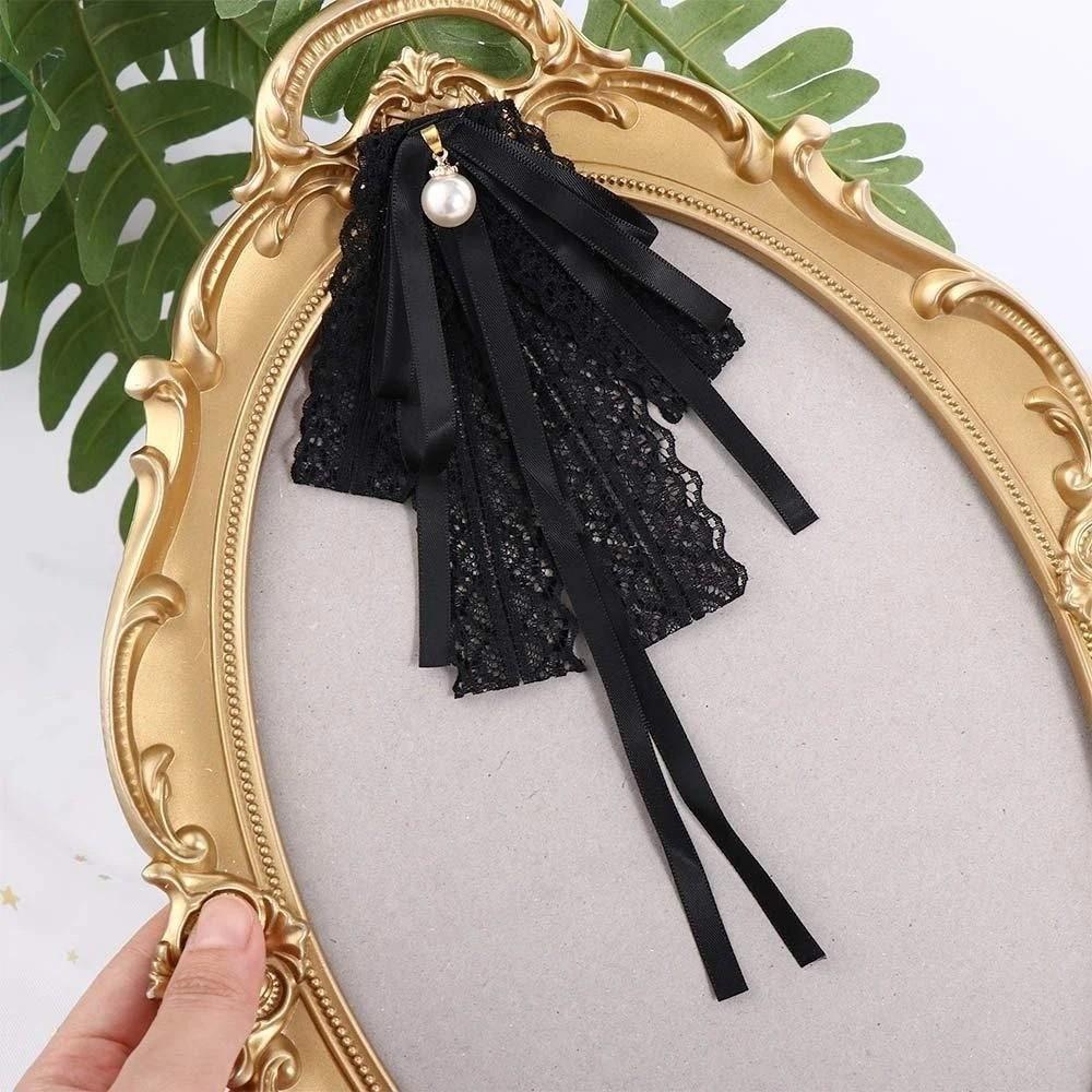 Bowknot Black Bow Brooch Pin Tie Shirt Lace Ribbon Badge Brooch Lapel Pin Black Ribbon Pin  Funeral