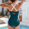 Women S Sexy Backless One Piece Swimsuit Color Block Slimming Swimwear